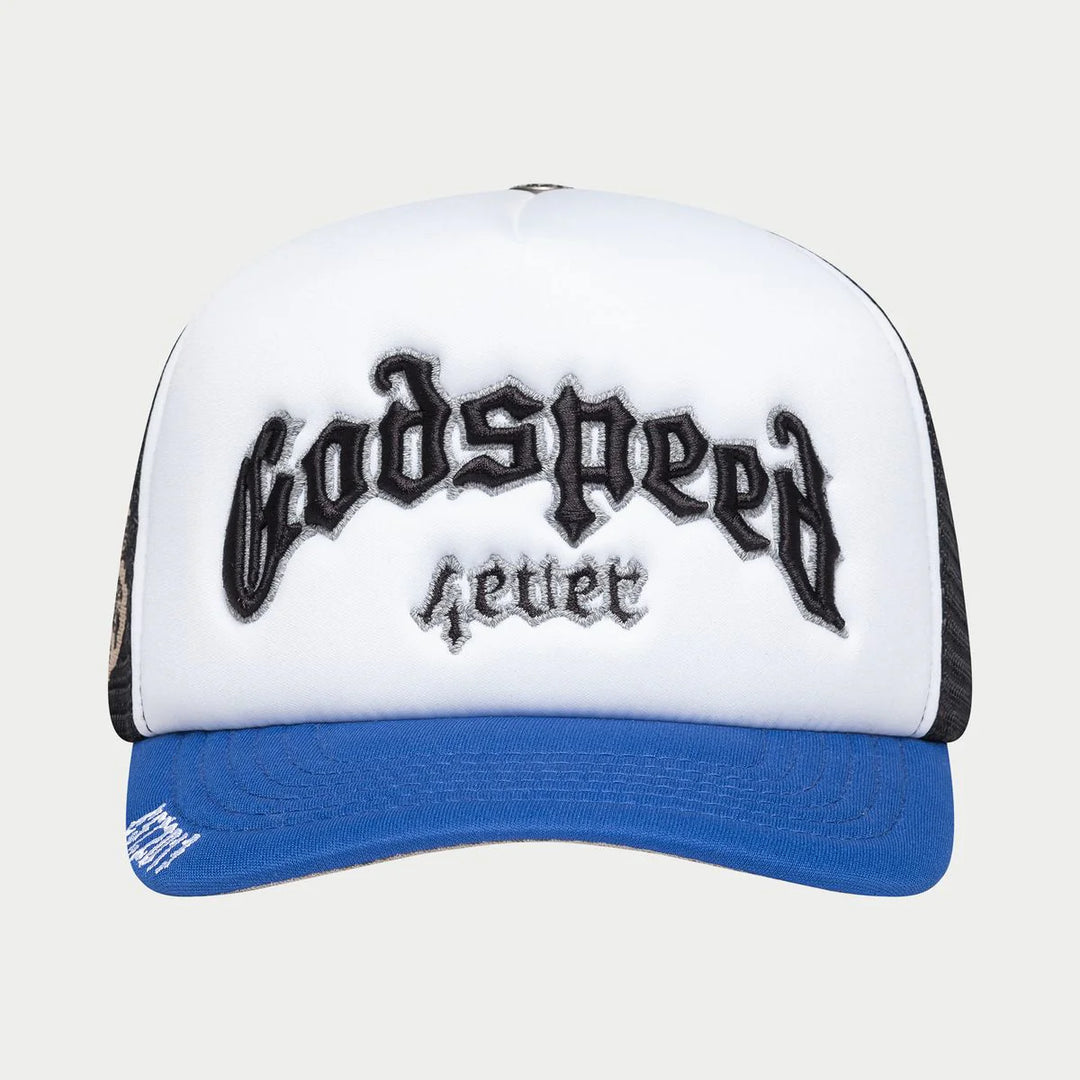 GODSPEED GS FOREVER FOAM TRUCKER HAT BLACK/ROYAL BLUE