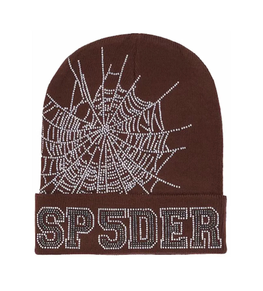 SP5DER RHINESTONE BEANIE BROWN