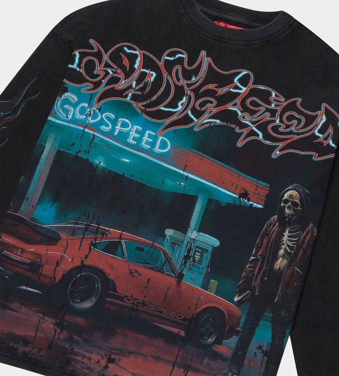 Godspeed Pitstop L/S Tee Washed Black