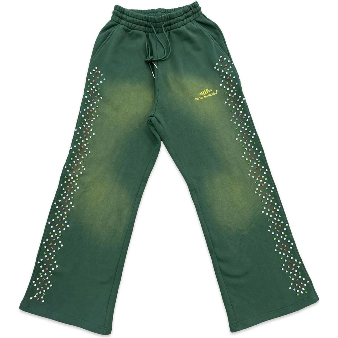 Happy Memories Don't Die HMDD Crystal Sweatpants Green