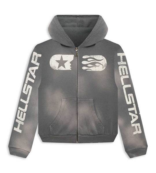 Hellstar Studios Zip Up Hoodie Grey