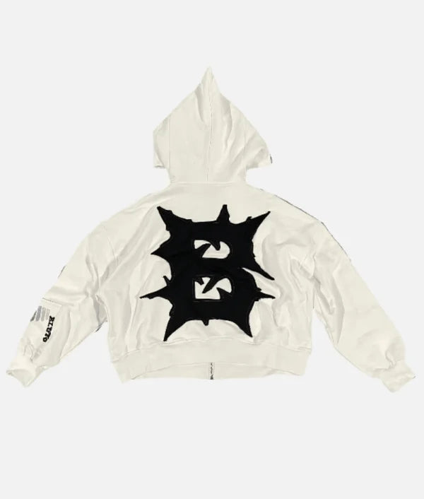 BILLIONAIRE STUDIOS BLOO GRADIENT SCALE ZIP HOODIE WHITE