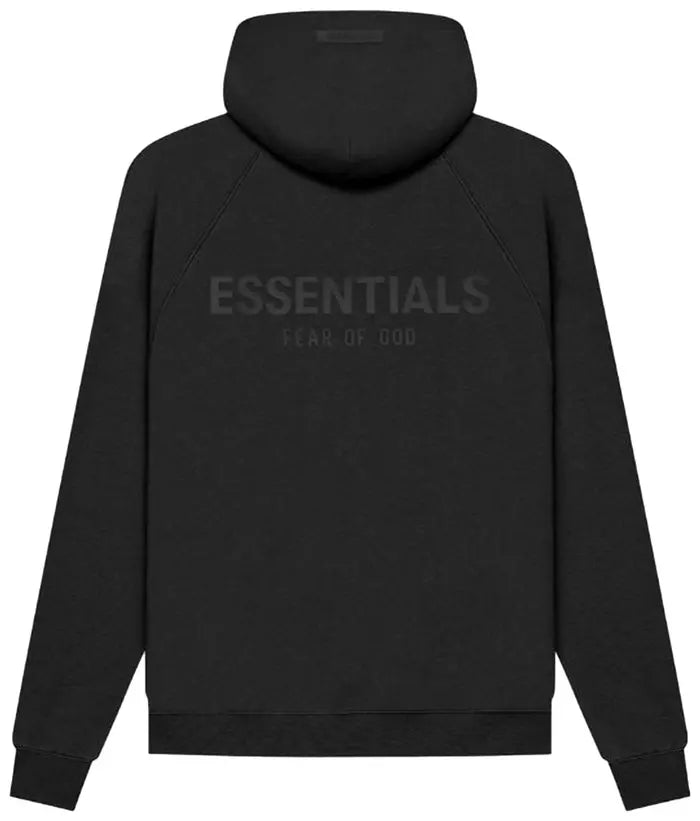 ESSENTIALS BLACK HOODIE BACK LOGO