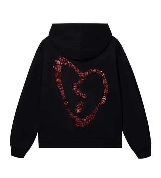 REVENGE x XXXTENTACION HEARTBREAK BEJEWELED HOODIE BLACK