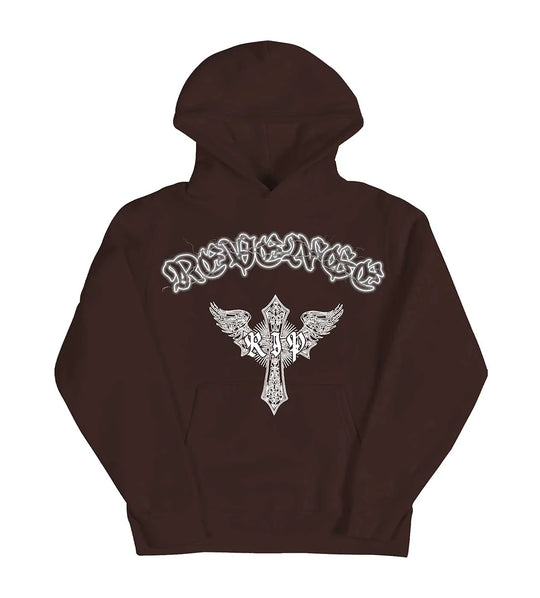 REVENGE SKELETON ANGEL HOODIE BROWN