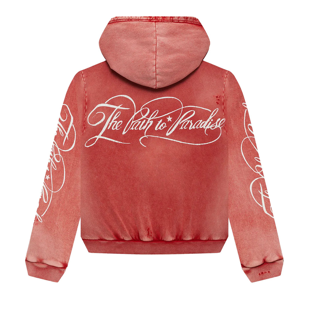 Hellstar Path to Paradise Zip Up Hoodie Vintage Red