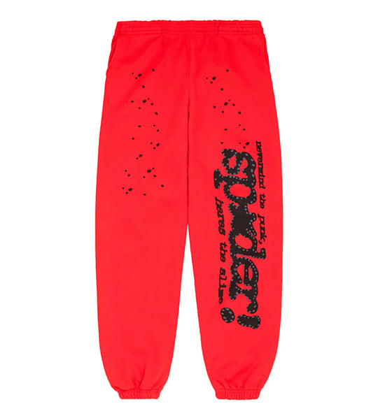 SP5DER P*NK V2 SWEATPANTS RED
