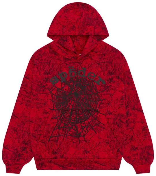 Sp5der OG Tree Camo Hoodie Red