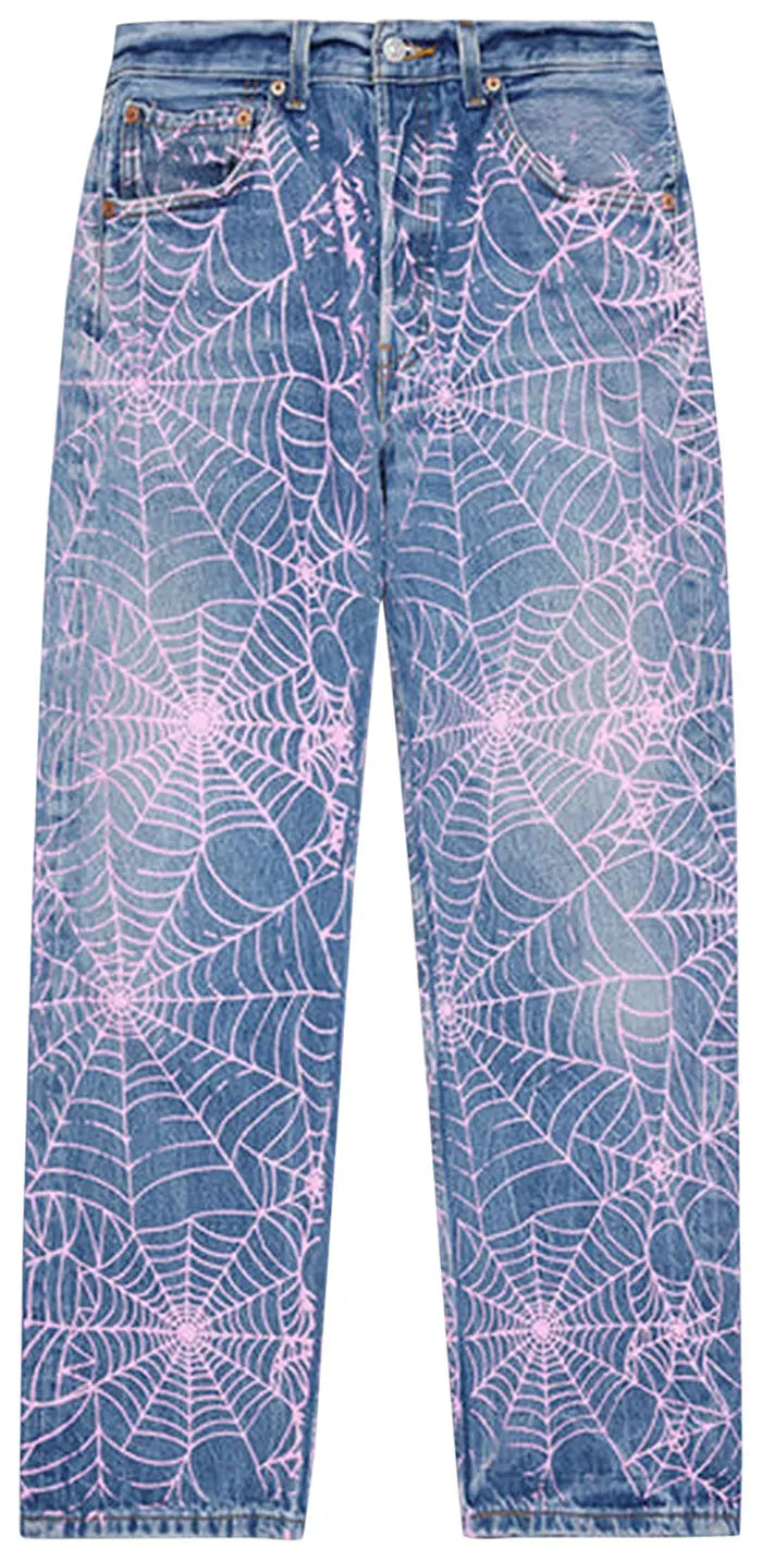 Sp5der Vintage 501 Denim AOP Pink Web