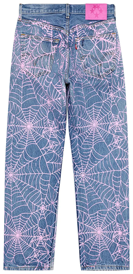 Sp5der Vintage 501 Denim AOP Pink Web