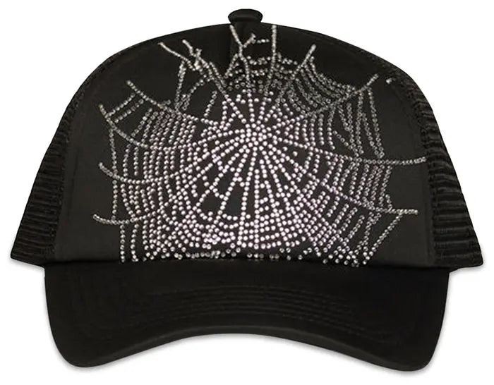 Sp5der Web Rhinestone Trucker Hat Black