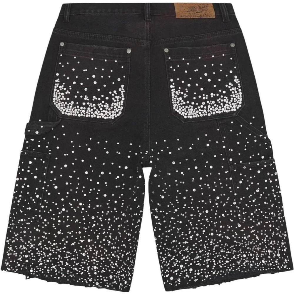 Birth Of Royal Child Diamond Jean Shorts Black