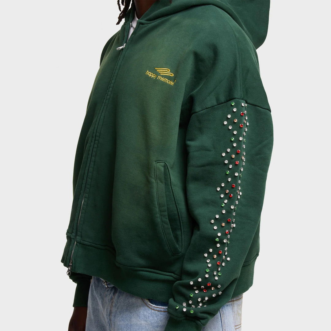 HMDD Crystal Zip Up Hoodie Green Bean