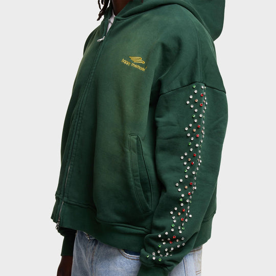 HMDD Crystal Zip Up Hoodie Green Bean