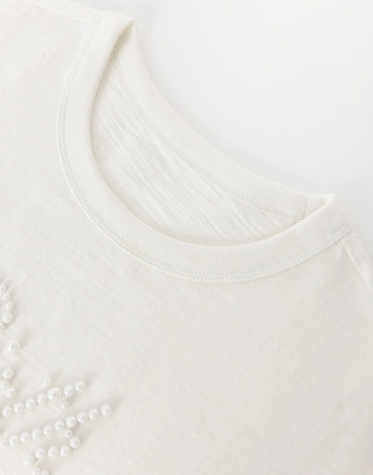 BIRTH OF ROYAL CHILD PEARL PATCHWORK TEE WHITE