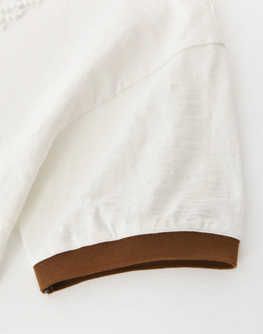 BIRTH OF ROYAL CHILD PEARL PATCHWORK TEE WHITE