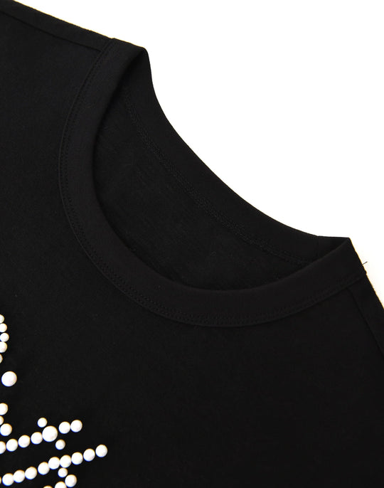 BIRTH OF ROYAL CHILD PEARL PATCHWORK TEE BLACK