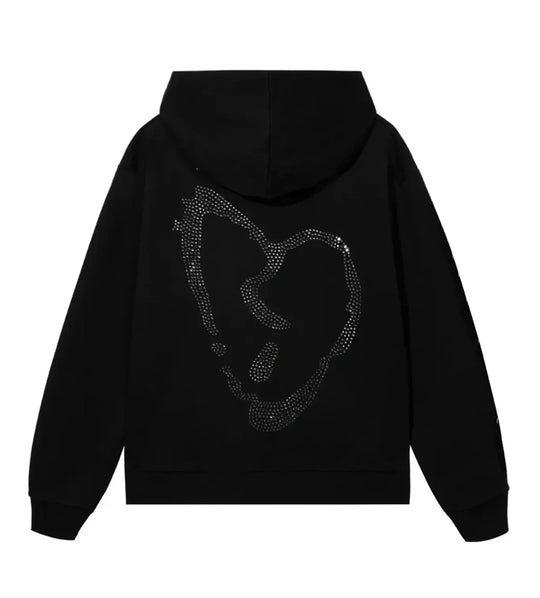 REVENGE XXXTENTACION HEARTBREAK BEJEWELED HOODIE BLACK/CLEAR