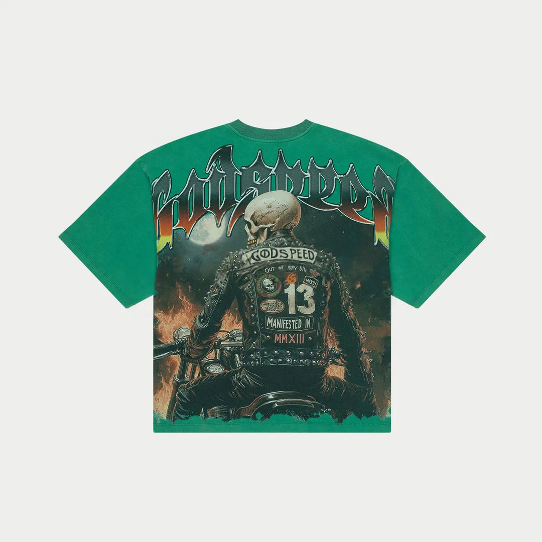GODSPEED BIKER NATION TEE SHAMROCK GREEN