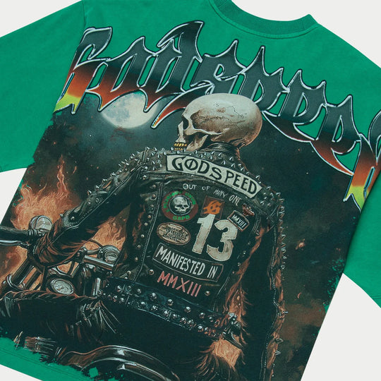 GODSPEED BIKER NATION TEE SHAMROCK GREEN
