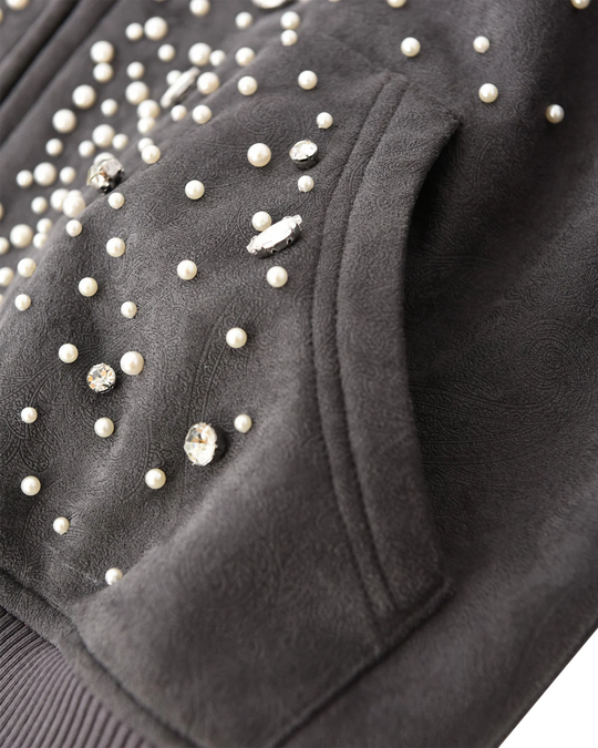 Birth of a Royal Child Cashew Blossom Pearl Zipper Hoodie