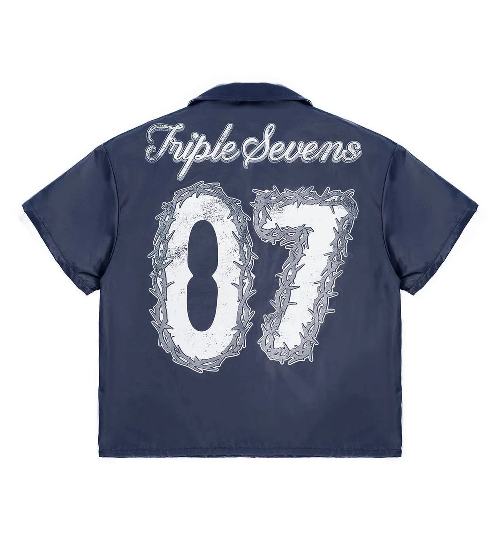 TRIPLE SEVENS NYLON BUTTON UP NAVY