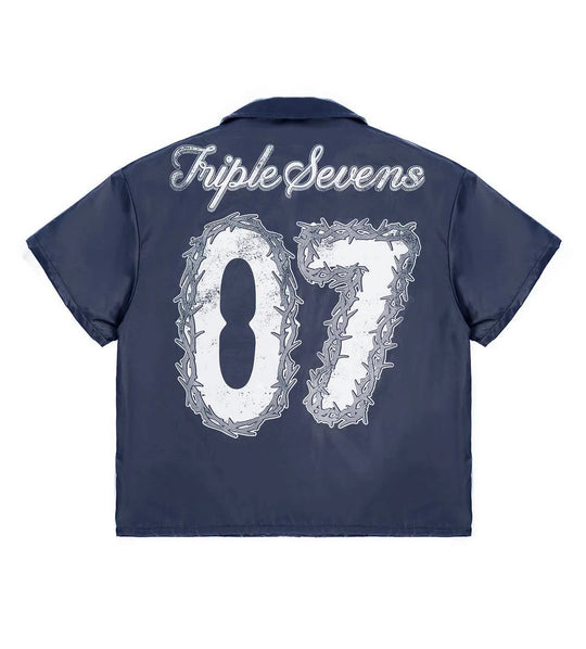 TRIPLE SEVENS NYLON BUTTON UP NAVY
