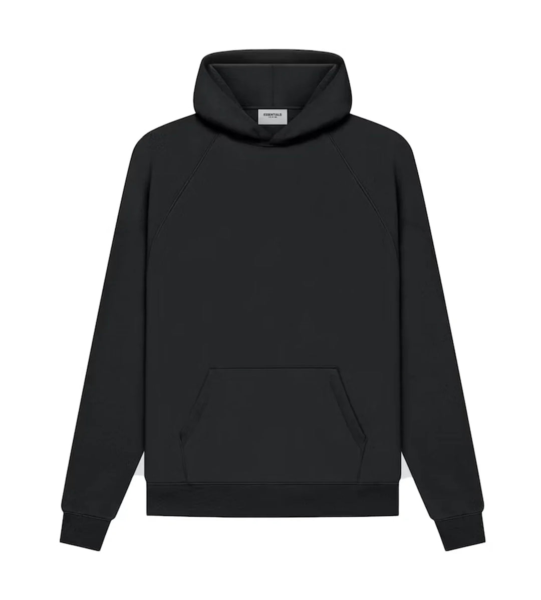 ESSENTIALS BLACK BACK LOGO HOODIE