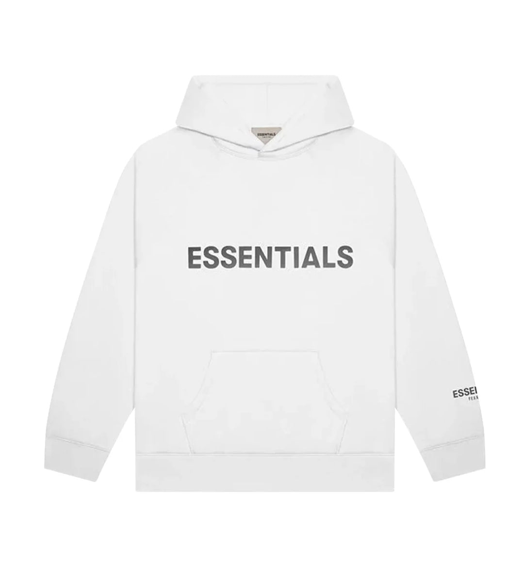 ESSENTIALS WHITE FRONT LOGO HOODIE