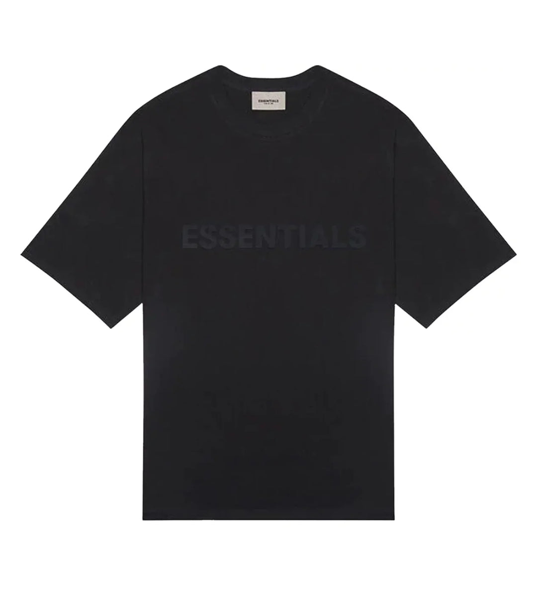 ESSENTIALS BLACK FRONT LOGO TEE