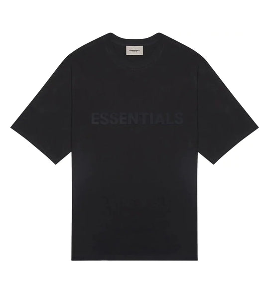 ESSENTIALS BLACK FRONT LOGO TEE