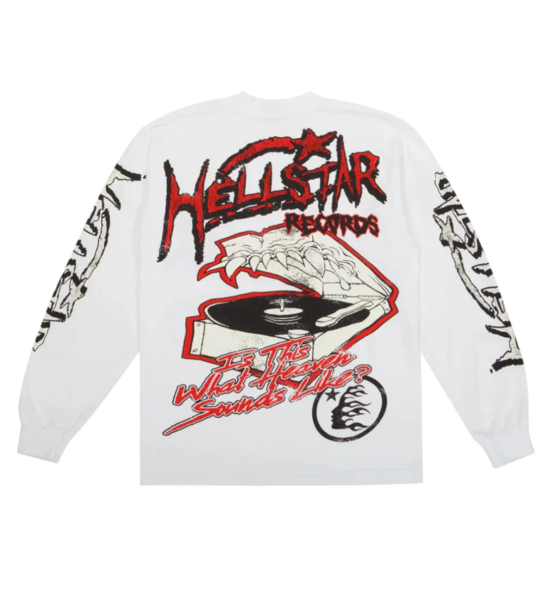 HELLSTAR STUDIOS RECORDS LONG SLEEVE L/S TEE WHITE