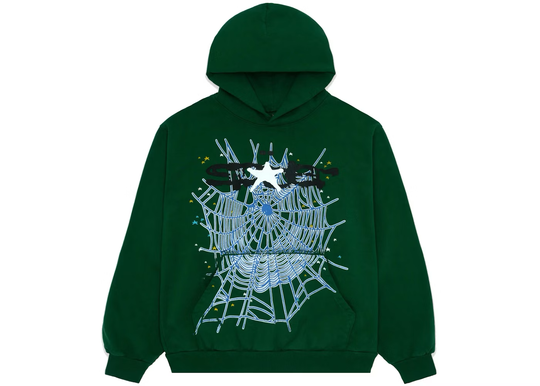 SP5DER HUNTER GREEN WEB HOODIE