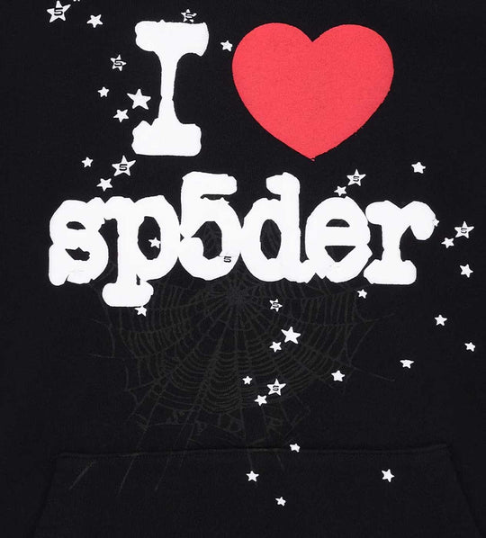 SP5DER I HEART SP5 BLACK SOUVENIR HOODIE