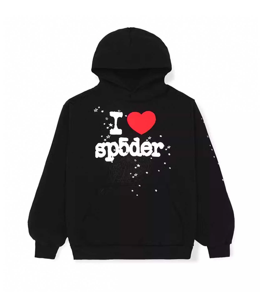 SP5DER I HEART SP5 BLACK SOUVENIR HOODIE