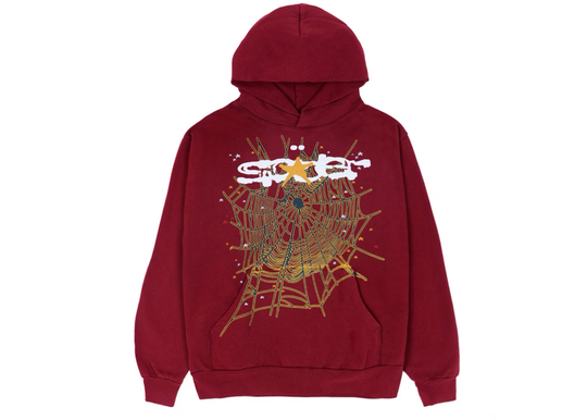 SP5DER LOGO MAROON WEB HOODIE