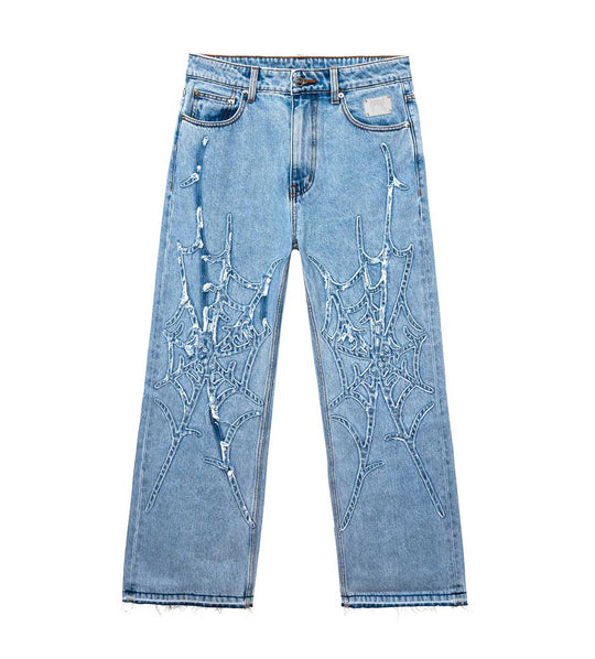 REVENGE SPIDER WEB DENIM PANT INDIGO