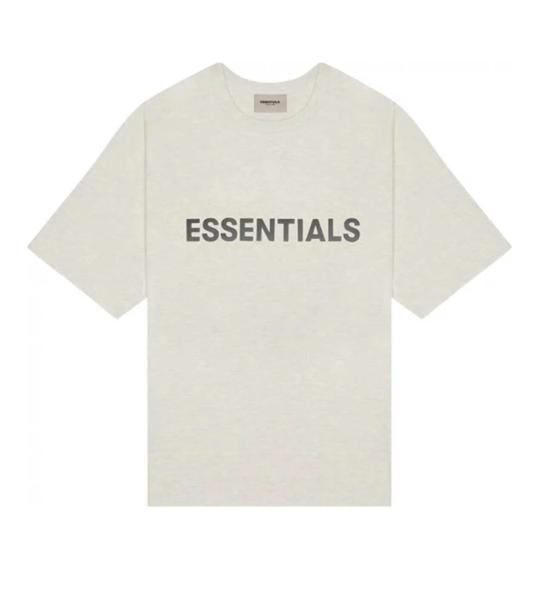 ESSENTIALS OATMEAL FRONT LOGO TEE