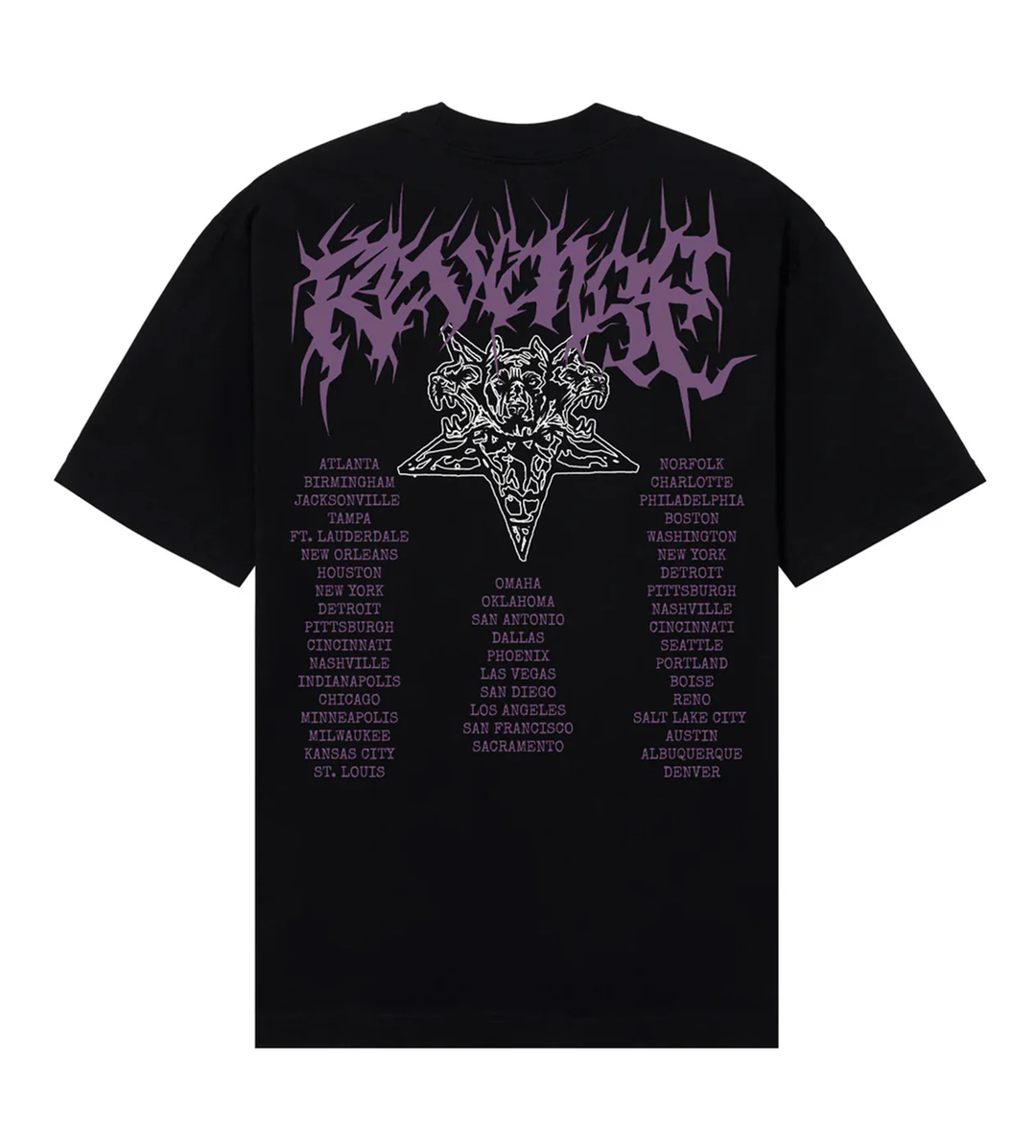 REVENGE METAL TOUR BLACK/PURPLE TEE