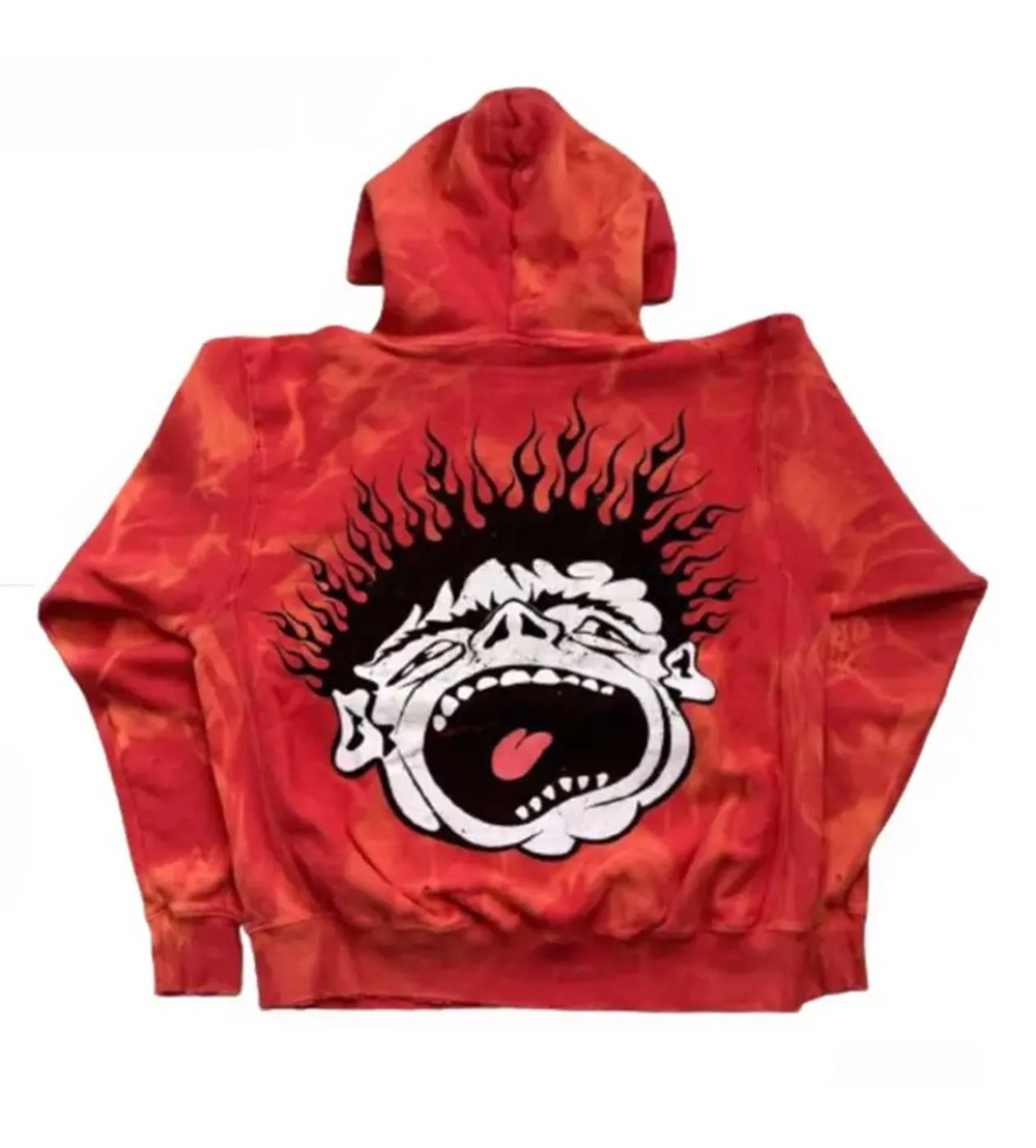 Hellstar Records Hoodie Orange/Red Tie Dye