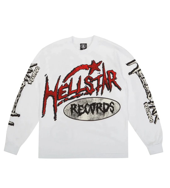 HELLSTAR STUDIOS RECORDS LONG SLEEVE L/S TEE WHITE