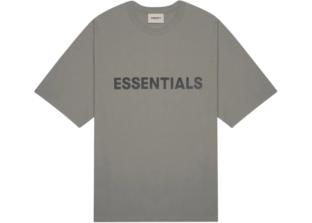 ESSENTIALS CHARCOAL FRONT LOGO TEE