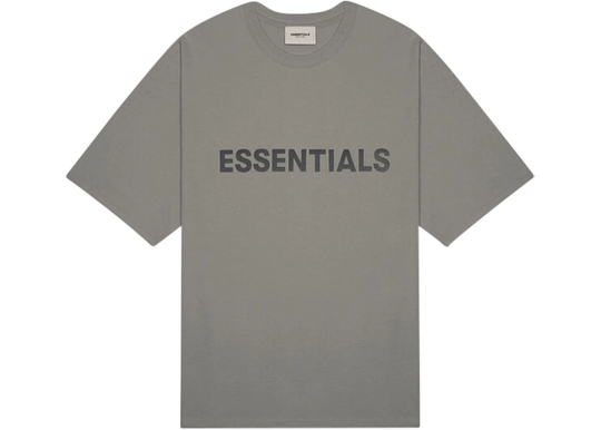 ESSENTIALS CHARCOAL FRONT LOGO TEE