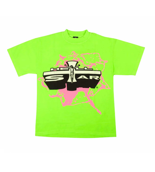 HELLSTAR STUDIOS JESUS EMBLEM LIME NEON GREEN TEE