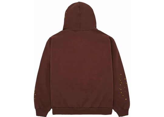 SP5DER LOGO BROWN WEB HOODIE