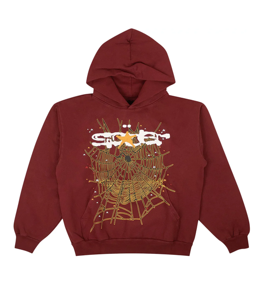 SP5DER LOGO MAROON WEB HOODIE